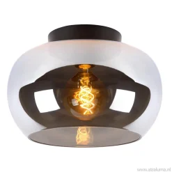Straluma Plafondlamp zwart met smoke glas> Halverlichting|Plafondlampen