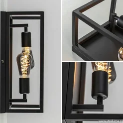 Straluma Plafondlamp/wandlamp zwart open frame><noscript><img width=