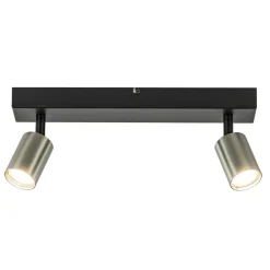 Straluma Plafondspot Bounce 2L zwart/rvs> Plafondlampen|Opbouwspots