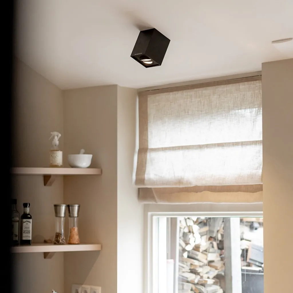 Straluma Plafondspot kubus zwart kantelbaar gu10> Opbouwspots|Woonkamerlampen