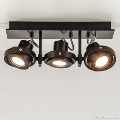 Straluma Plafondspot 3L op balk zwart gu10 incl.> Plafondlampen|Opbouwspots