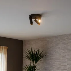 Straluma Plafondspot 3-lichts mat zwart/goud verstelbaar><noscript><img width=