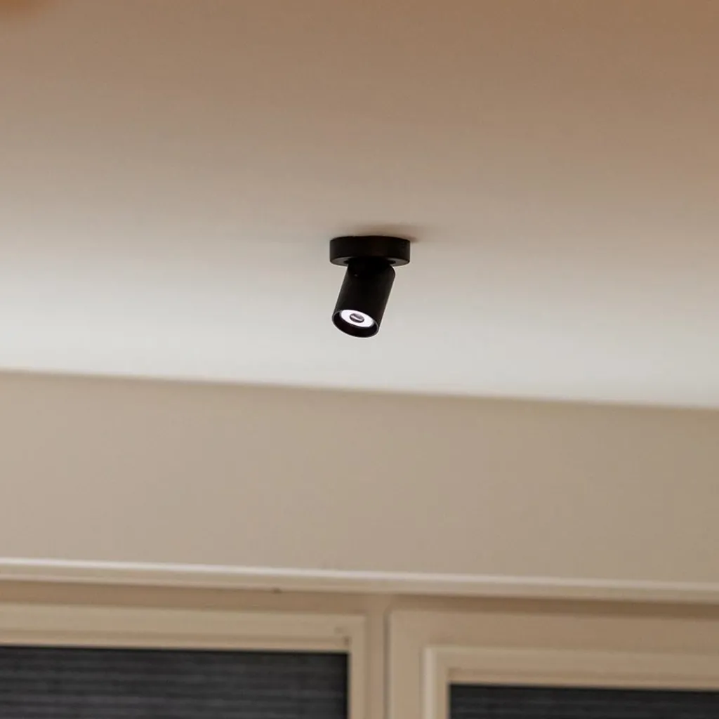 Straluma Plafondspot Oliver enkel tube zwart gu10> Wandlampen|Opbouwspots