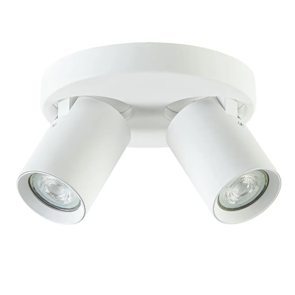Straluma Plafondspot Oliver 2L rond tube wit gu10> Opbouwspots|Woonkamerlampen