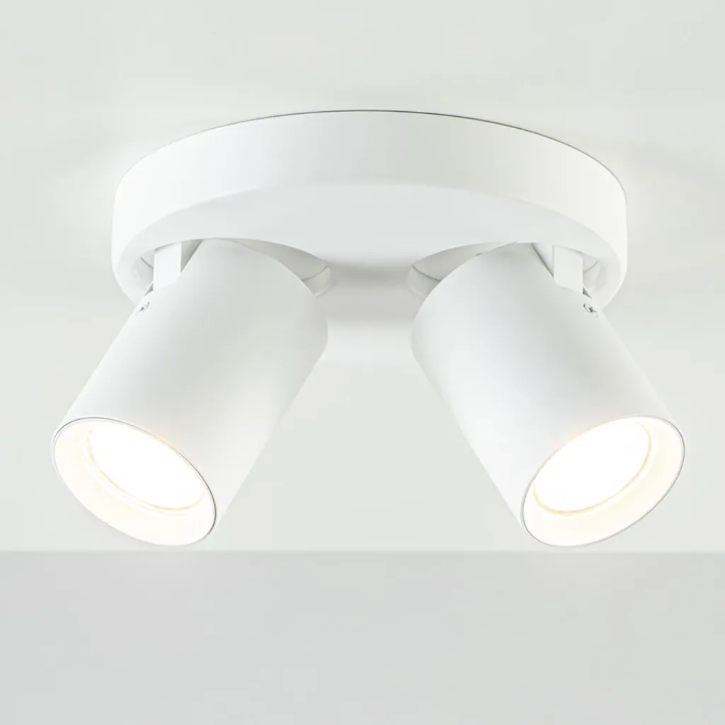 Straluma Plafondspot Oliver 2L rond tube wit gu10> Opbouwspots|Woonkamerlampen