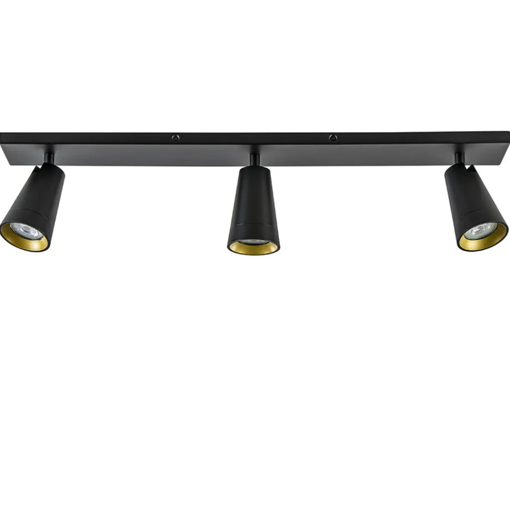 Straluma Plafondspot Petunia 3L balk zwart/goud> Opbouwspots|Keukenverlichting