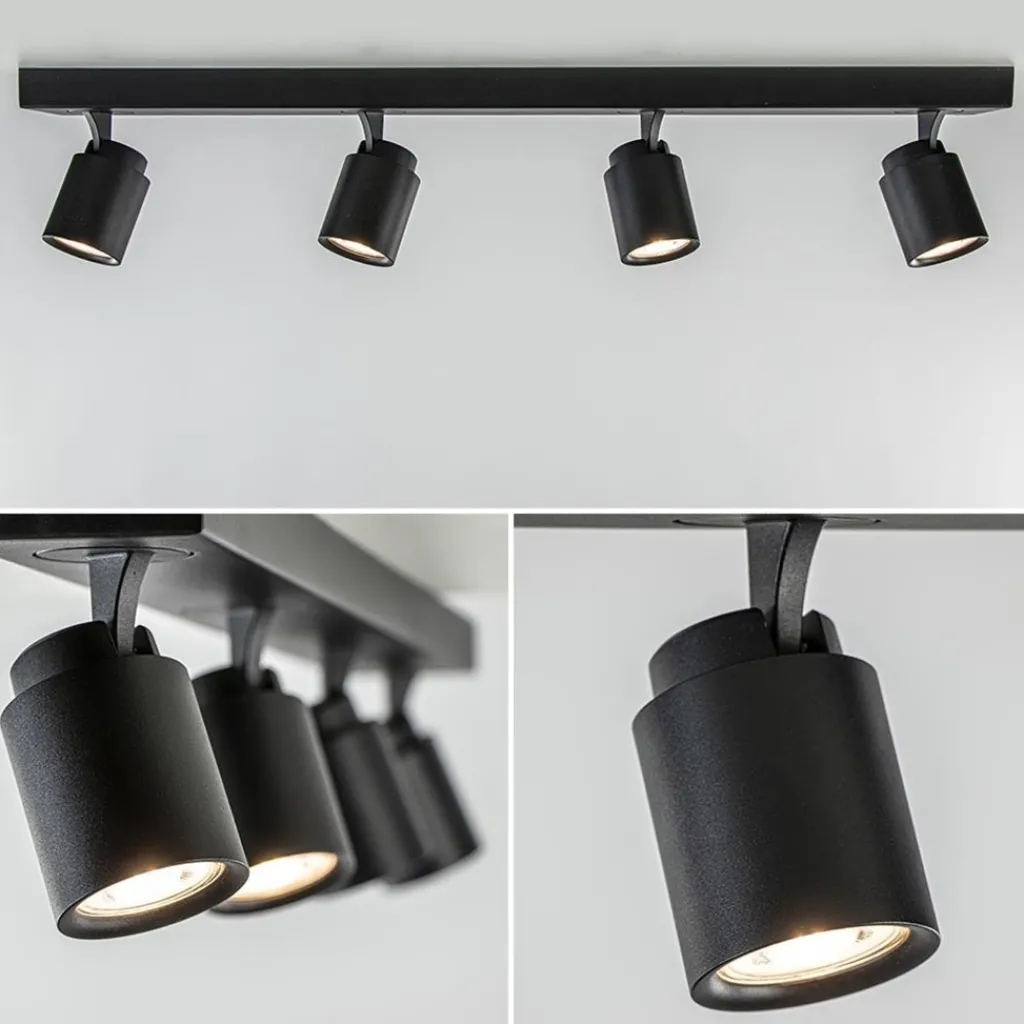 Straluma Plafondspot Razza 4L balk zwart gu10> Opbouwspots|Woonkamerlampen