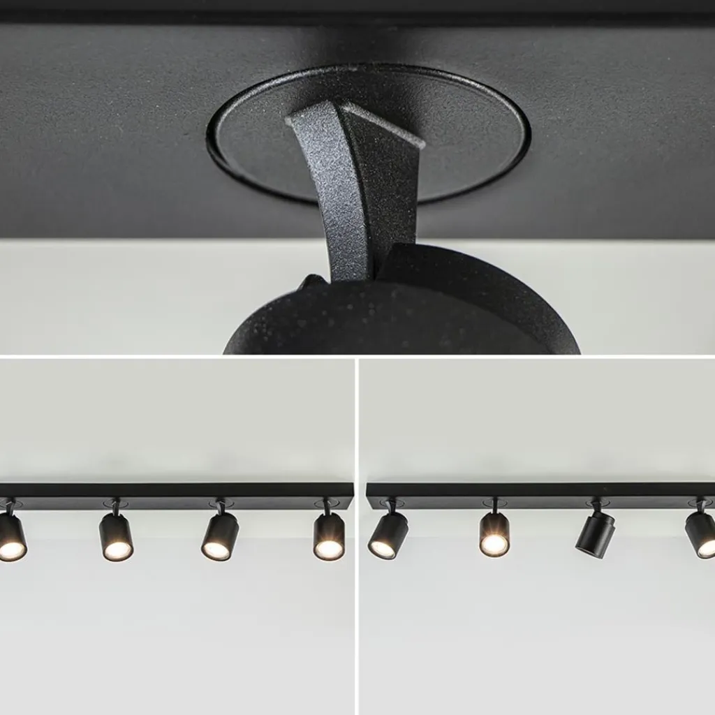 Straluma Plafondspot Razza 4L balk zwart gu10> Opbouwspots|Woonkamerlampen