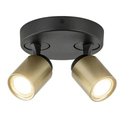 Straluma Plafondspot Razza 2L rond zwart/goud> Opbouwspots|Woonkamerlampen