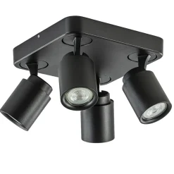 Straluma Plafondspot Razza 4L vierkant zwart gu10> Opbouwspots|Keukenverlichting