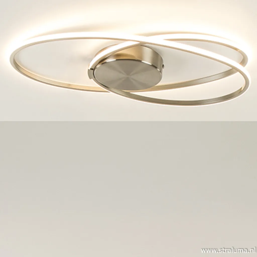 Straluma Plafonnière Eclipse nikkel led 3-st.dimb> Plafondlampen|Plafonnières