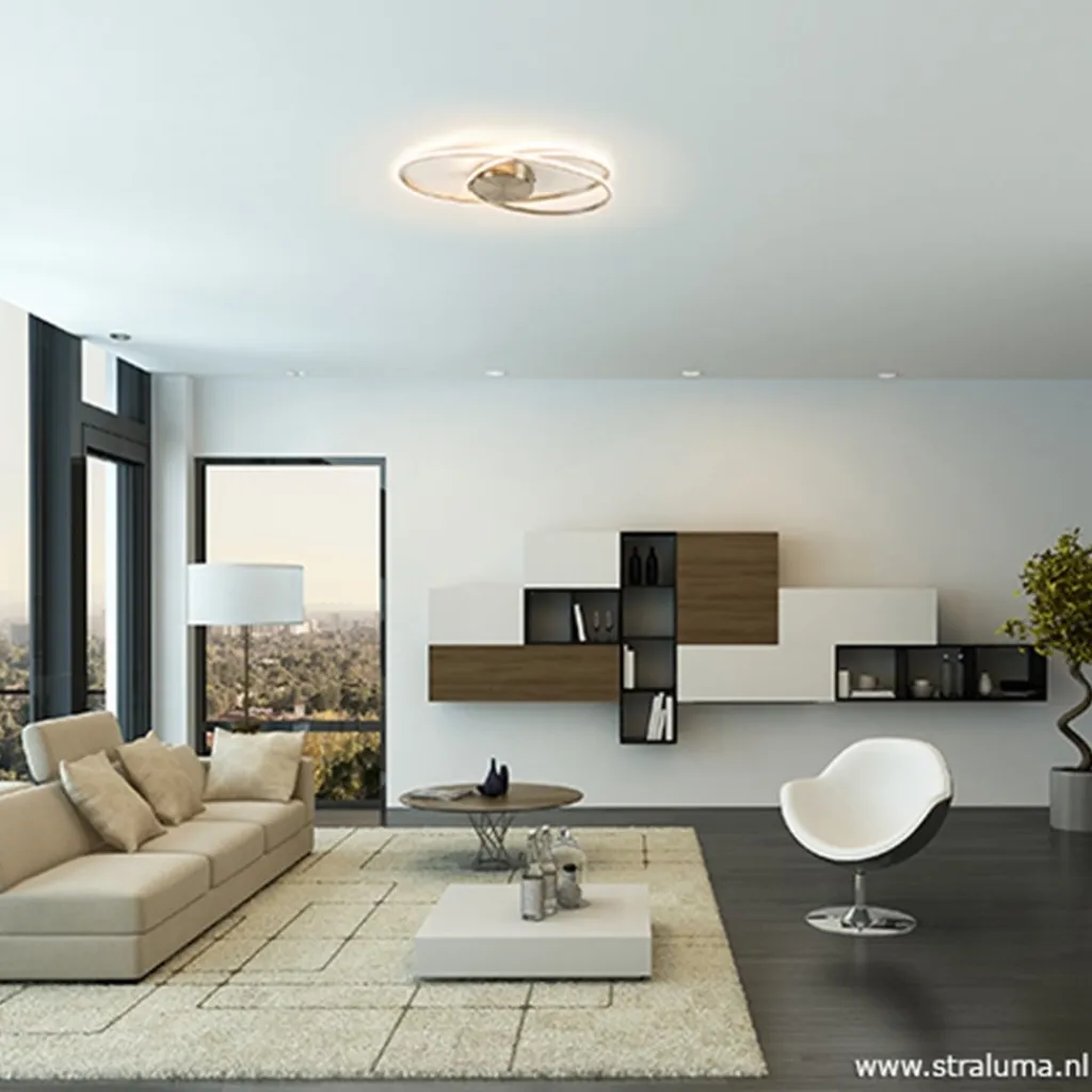 Straluma Plafonnière Eclipse nikkel led 3-st.dimb> Plafondlampen|Plafonnières