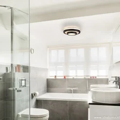 Straluma Plafonnière Master zwart+opaal glas IP44><noscript><img width=