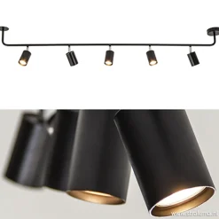 Straluma Rail zwart 5-lichts 160cm gu10> Opbouwspots|Industriële Verlichting