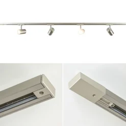 Straluma Railsysteem 1,5m nikkel met 4 verstelbare spots><noscript><img width=