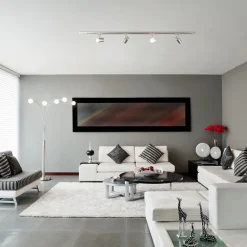 Straluma Railsysteem 1,5m nikkel met 4 verstelbare spots><noscript><img width=