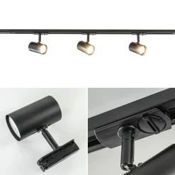 Straluma Railsysteem zwart 1mtr compleet met 3xspot><noscript><img width=