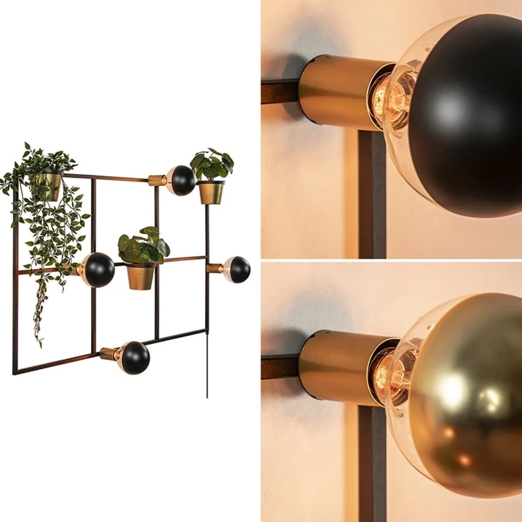 Straluma Rechthoekig wandrek met plantenpotten en E27 fittingen> Wandlampen|Botanische Verlichting