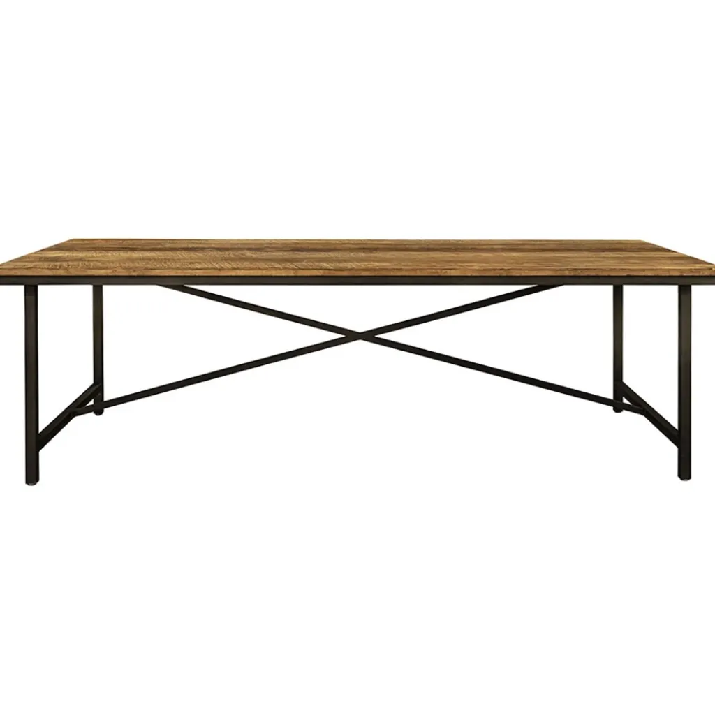 Straluma Rechthoekige eettafel oud teak hout met zwart metalen poot> Eettafels