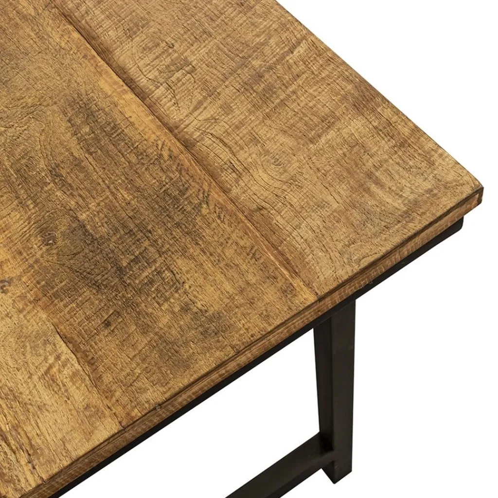 Straluma Rechthoekige eettafel oud teak hout met zwart metalen poot> Eettafels
