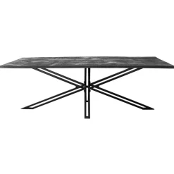 Straluma Rechthoekige eettafel zwart mangohout met kruispoot 220 cm> Eettafels