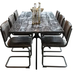 Straluma Rechthoekige eettafel zwart mangohout met kruispoot 220 cm><noscript><img width=