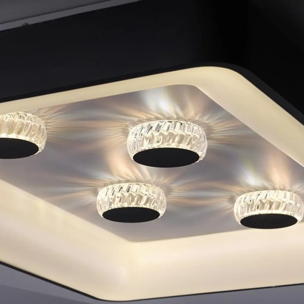 Straluma Rechthoekige LED plafondlamp zwart met kristaleffect> Plafondlampen|Wandlampen