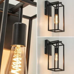 Straluma Rechthoekige wandlamp mat zwart frame><noscript><img width=