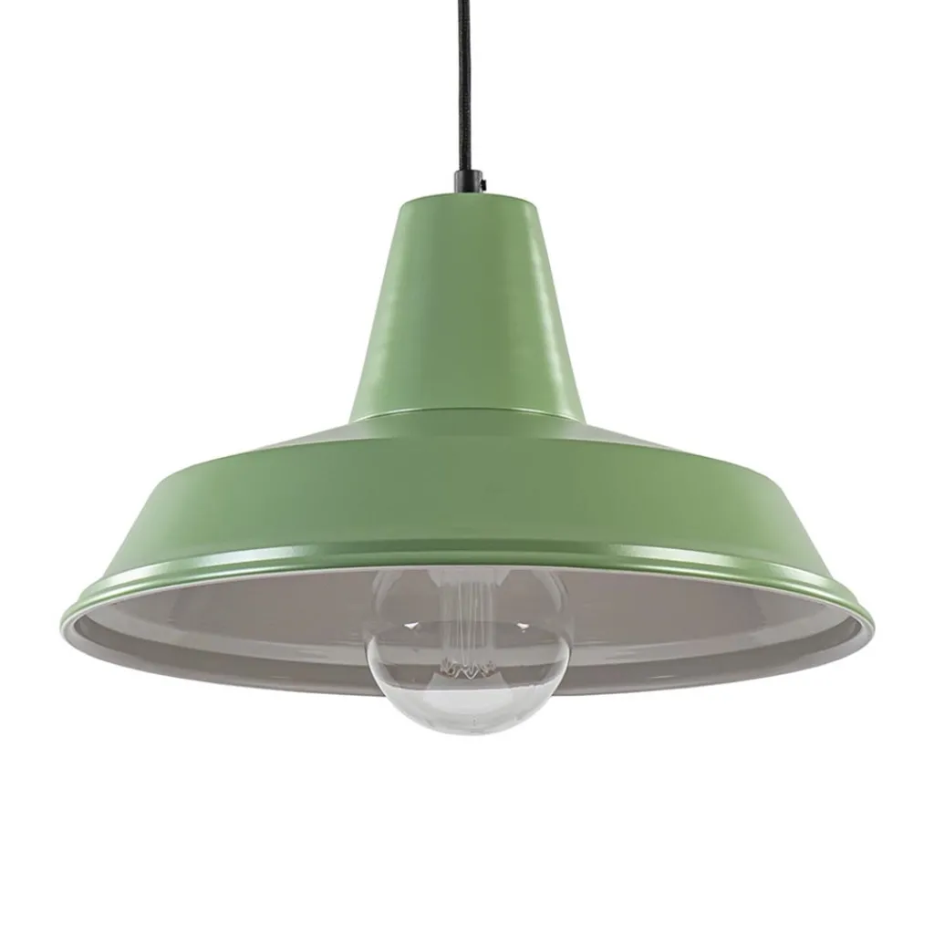 Straluma Retro metalen hanglamp groen met wit> Woonkamerlampen|Tienerkamerlampen