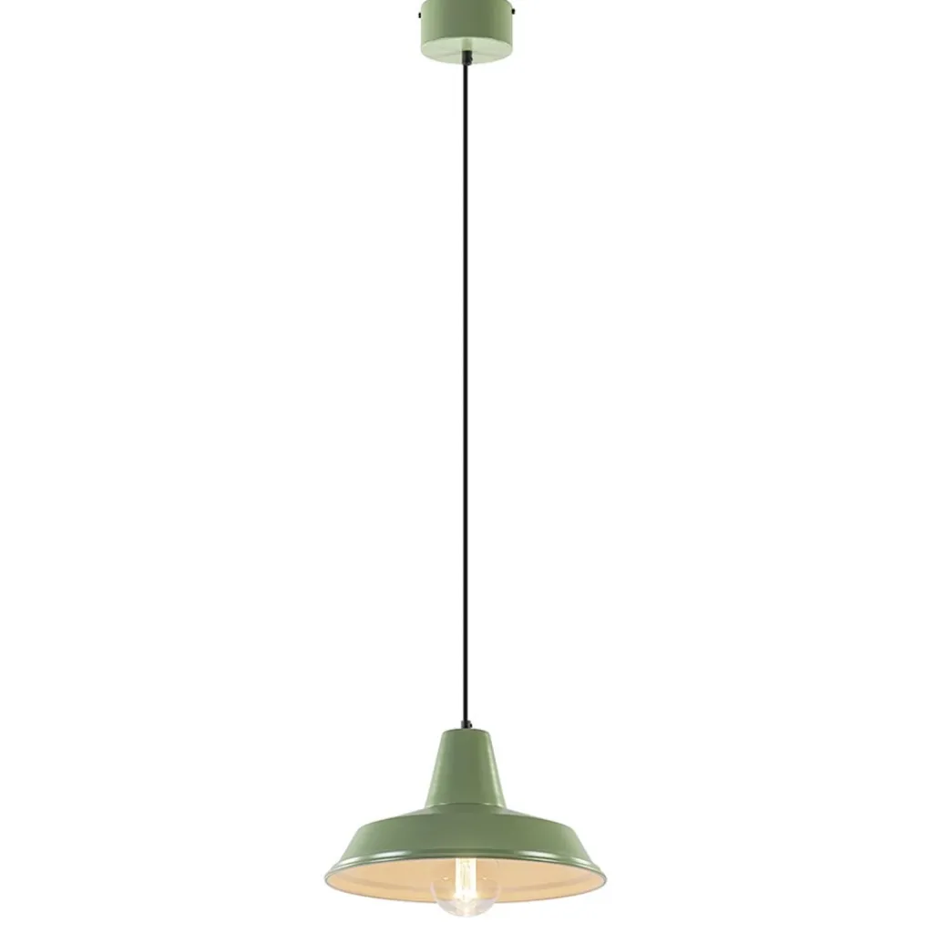 Straluma Retro metalen hanglamp groen met wit> Woonkamerlampen|Tienerkamerlampen