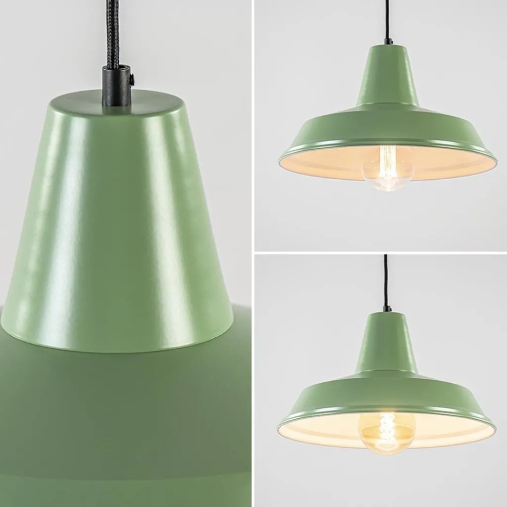 Straluma Retro metalen hanglamp groen met wit> Woonkamerlampen|Tienerkamerlampen