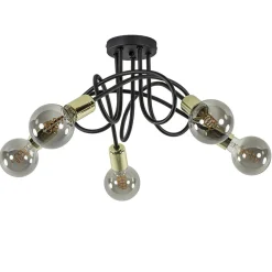 Straluma Retro plafondlamp zwart met gouden pendels> Plafondlampen|Landelijke Verlichting