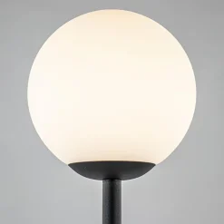 Straluma Retro vloerlamp mat zwart met witte glazen bol><noscript><img width=