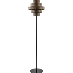 Straluma Retro vloerlamp zwart met walnoot houten kap> Woonkamerlampen|Slaapkamerlampen