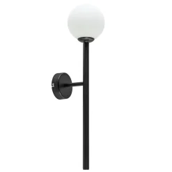 Straluma Retro wandlamp zwart met witte glazen bol> Wandlampen|Industriële Verlichting