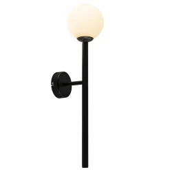 Straluma Retro wandlamp zwart met witte glazen bol> Wandlampen|Industriële Verlichting