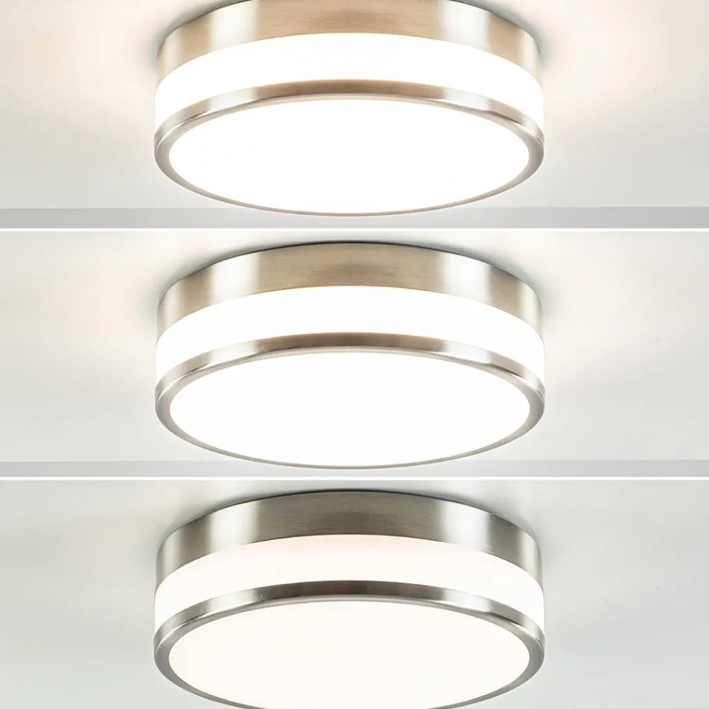 Straluma Ronde badkamer plafonnière nikkel met opaal glas> Plafondlampen|Plafonnières