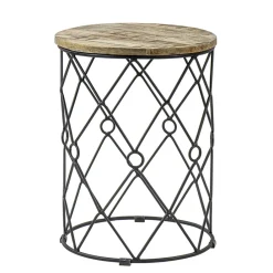 Straluma Ronde bijzettafel mangohout met zwart metaal> Bijzettafels