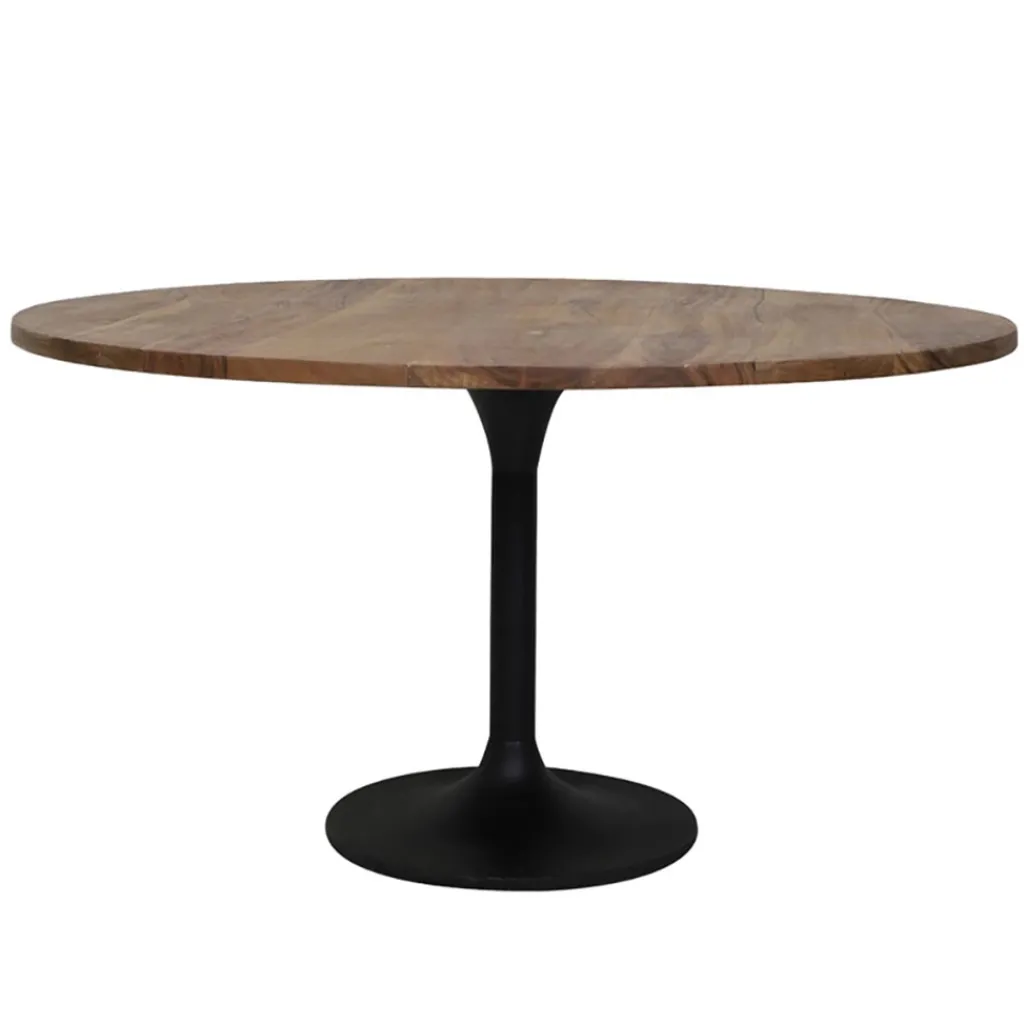 Straluma Ronde eettafel acacia hout met zwarte poot Bicoca> Light and Living|Eettafels