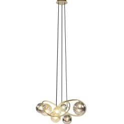Straluma Ronde hanglamp goud met amber en smoke glas> Hanglampen|Eettafellampen