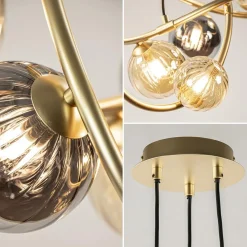 Straluma Ronde hanglamp goud met amber en smoke glas><noscript><img width=