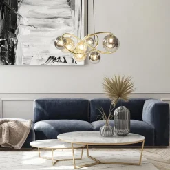 Straluma Ronde hanglamp goud met amber en smoke glas><noscript><img width=