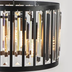 Straluma Ronde hanglamp mat zwart met kristalglas><noscript><img width=