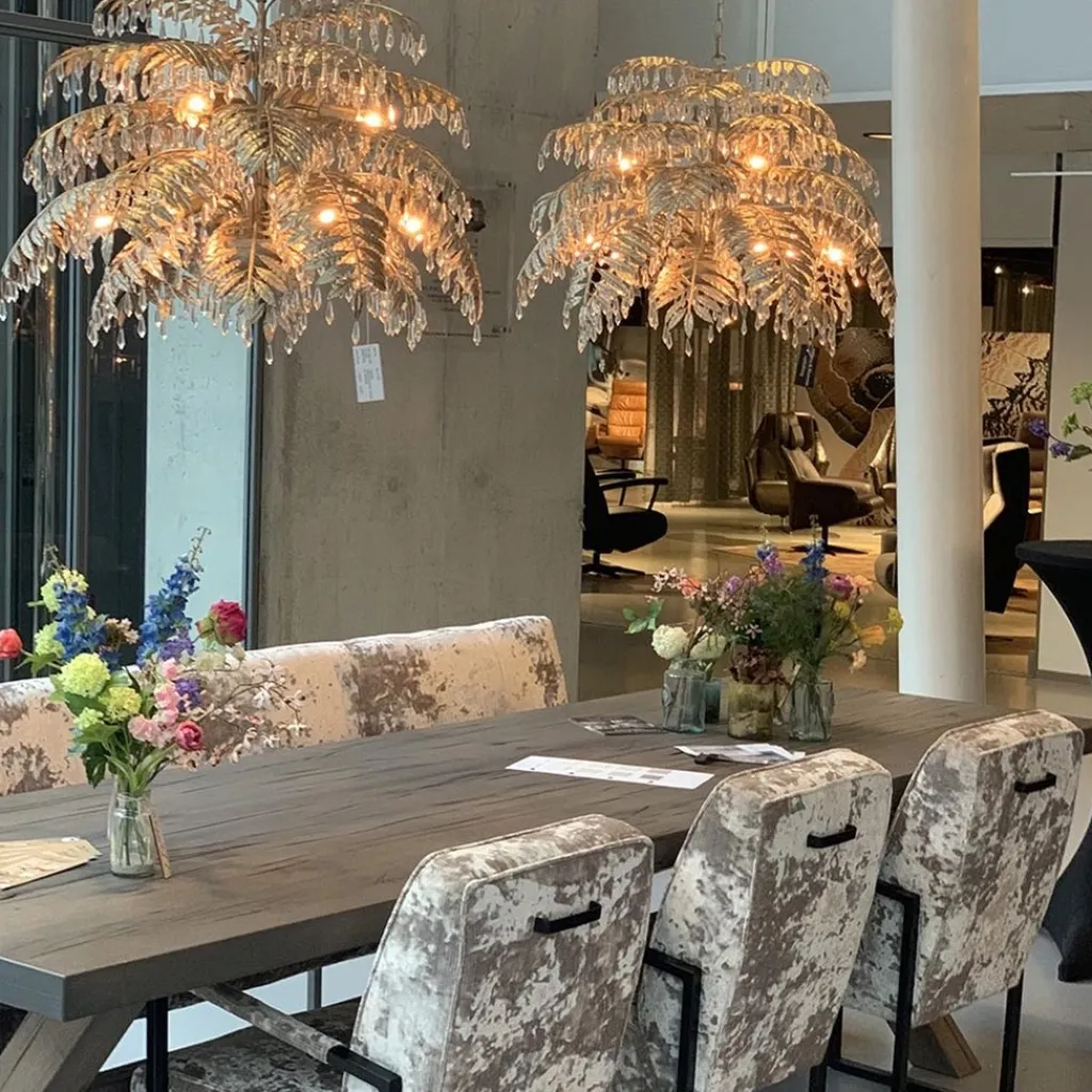 Straluma Ronde hanglamp palm ambachtelijk zilver> Videverlichting|Eetkamerverlichting