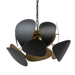 Straluma Ronde hanglamp textured black met ambachtelijk brons> Hanglampen|Eettafellampen