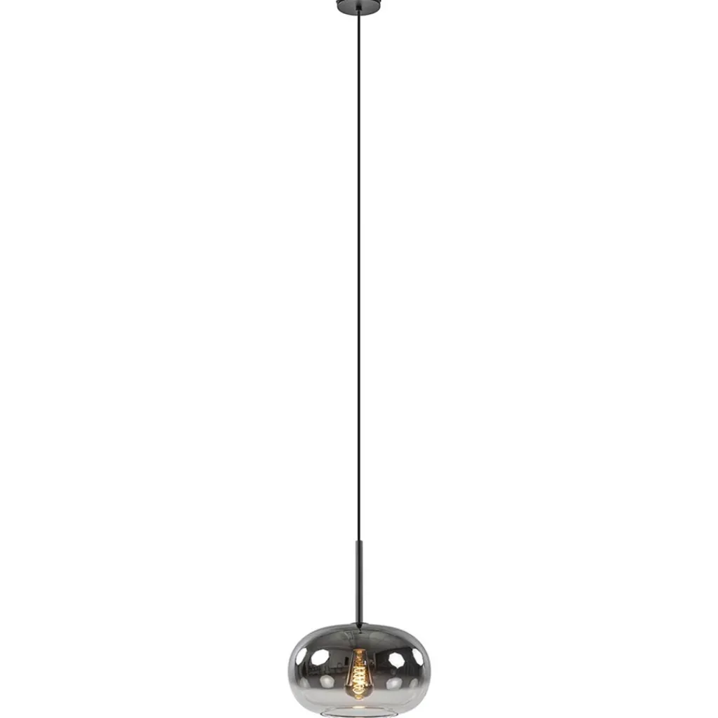 Straluma Ronde hanglamp zwart met smoke/helder glas gradient> Eetkamerverlichting|Hanglampen