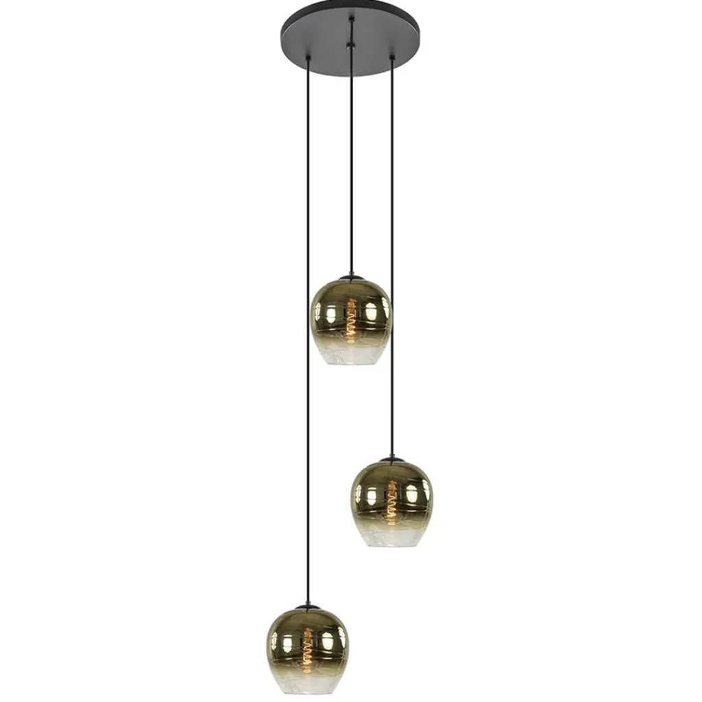 Straluma Ronde 3-lichts hanglamp golden gradient met zwart> Eettafellampen|Keukenverlichting