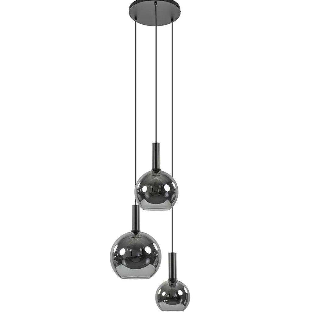 Straluma Ronde 3-lichts hanglamp met diverse smoke glazen kappen> Eettafellampen|Pendel Lampen