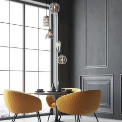 Straluma Ronde 5-lichts hanglamp zwart met diverse smoke glazen><noscript><img width=