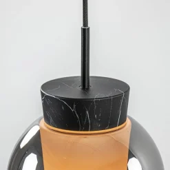 Straluma Ronde 3-lichts hanglamp zwart/marmer met smoke glas><noscript><img width=